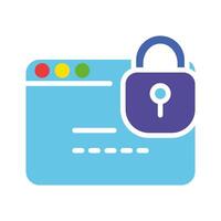 Website window with lock. Tab, private information, personal data protection, security system, limited access, enter the password, code, pin, login, 2fa, two factor authentication. Colorful icon vector