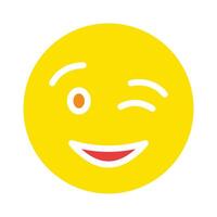 Smiling face. Emoticon, emotion, smile, wink, cheerful, joyful, happy, perky, online communication, send, sticker, friendly, message, texting, express. Colorful icon on white background vector