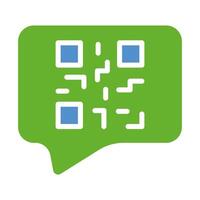 QR code inside speech bubble. Scan, scanner, encrypted information, convenient format for presenting data, communication, modern technologies, message. Colorful icon on white background vector