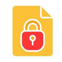 Document with a lock. Limited access, secret correspondence, top, data protection, security system, important information, email, mail, report, agreement, message. Colorful icon on white background vector