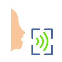 Voice recognition. Recognize, scan, assistant, record voice message, mail, biometric data, ID confirmation, verification, privacy protection, security system. Colorful icon on white background vector