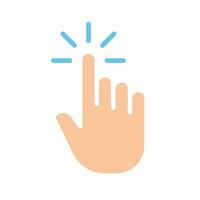 Hand pressing the button. Finger, fingerprint, scan, scanner, tap, push, swipe, touch screen, control gestures, panel, user, biometry, id verification. Colorful icon on white background vector