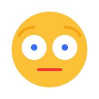 Shocked emoticon. Express emotions, online communication, message, texting, shock, surprise, horror, scared, confused, eyes wide open, stun, speechless. Colorful icon on white background vector