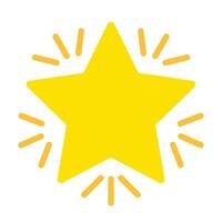 Shining star with rays. Rating, rate the service, evaluate, mark, light, outer space, heavenly body, sky, night, astronomy, astrology, review, feedback. Colorful icon on white background vector