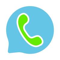 Handset inside speech bubble. Phone, call, communication, talk, information exchange, data transfer, conversation, business, landline, subscriber. Colorful icon on white background vector