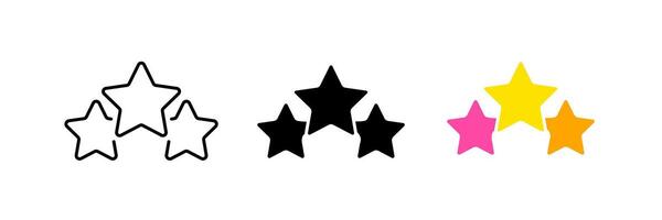 Three stars. Feedback, feedback, rate the service, rating, rating, like, comment. set icon in line, black and colorful styles isolated on white background vector