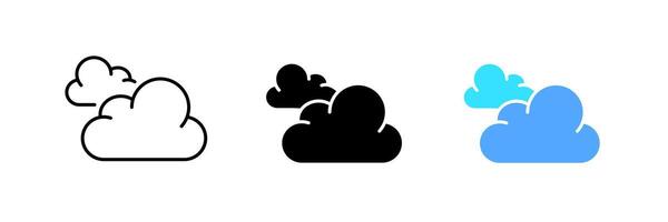 Clouds. Cloudy sky, weather conditions, climate, rain, snow, clear blue sky, precipitation, nature. set icon in line, black and colorful styles isolated on white background vector