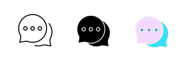 Speech bubbles with dots. Consultation, communication, call centre, correspondence, message, chat, mail. set icon in line, black and colorful styles isolated on white background vector