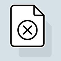 File with cross line icon. Banking protection, mail protection, personal data protection, cloud data protection, key, shield, monitor. Security concept. sticker line icon on white background vector