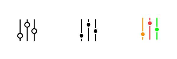 Sliders for adjustment. Settings, customization, set up, install, control panel, buttons, regulation. set icon in line, black and colorful styles isolated on white background vector