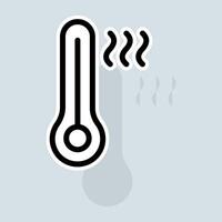 Thermometer with cooling line icon. Home, celsius, low high temperature, thermostat, fahrenheit, degrees Celsius. Weather concept. sticker line icon on white background vector