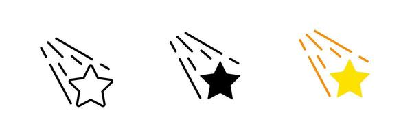 Falling star. Fall, feedback, famous, shine bright, review, rate the service, rating, outer space, heavenly body. set icon in line, black and colorful styles isolated on white background vector
