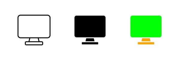 Computer monitor. Smart device, PC, personal, work station, user, modern technology, metaverse, VR, AR. set icon in line, black and colorful styles isolated on white background vector