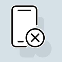 Phone with cross line icon. Cloud data protection, banking protection, mail protection, personal data protection, key, shield, monitor. Security concept. sticker line icon on white background vector