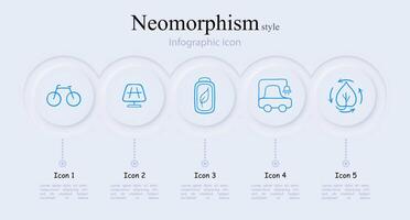 Set of eco-friendly energy icons representing renewable energy sources such as solar power, wind power. Neomorphism style. line icon vector