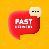 Fast delivery banner. Speech bubble with Fast delivery text. Business concept. 3d illustration. Spiral background. line icon for business and advertising vector