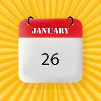 January 26. Speech bubble with January 26 text. Business concept. 3d illustration. Pop art style. line icon for Business and Advertising. vector