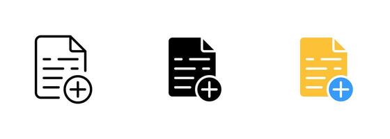 A file with an image of a plus sign on a round white background. This symbol is universal and can be used in a variety of contexts. set of icons in line, black and colorful styles isolated. vector