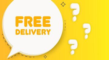 Free delivery banner. Speech bubble with Free delivery text. Business concept. 2d illustration. Spiral background. line icon for business and advertising vector