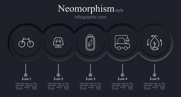 Set of eco-friendly energy icons representing renewable energy sources such as solar power, wind power, hydroelectricity, and geothermal energy. Neomorphism style. line icon vector