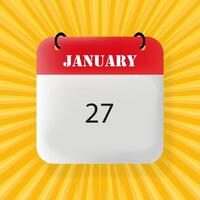 January 27. Speech bubble with January 27 text. Business concept. 3d illustration. Pop art style. line icon for Business and Advertising. vector