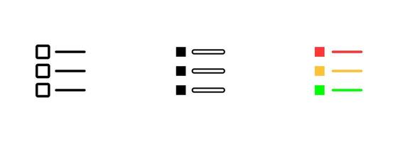 Numbered list, which may represent a sequence of steps, instructions, or items that need to be followed or completed. set of icons in line, black and colorful styles isolated. vector