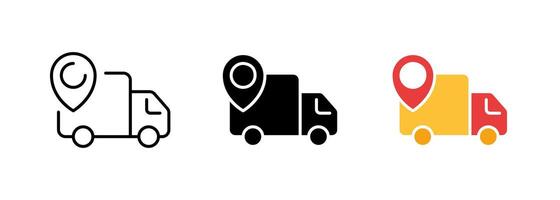A cargo van with the JPS logo, representing a reliable and efficient transportation service for delivering goods and products. set of icons in line, black and colorful styles isolated. vector