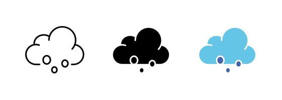 A depiction of rain clouds, symbolizing the arrival of precipitation. The image evokes feelings of freshness and renewal. set of icons in line, black and colorful styles isolated. vector