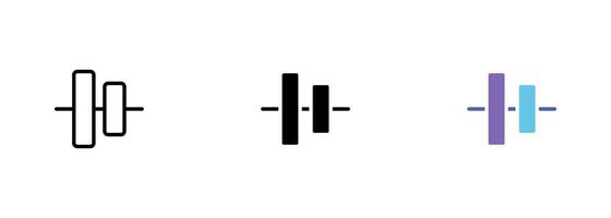 Sound wave, typically depicted as a series of curved lines or peaks and valleys. set of icons in line, black and colorful styles isolated. vector
