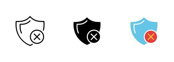 An icon of a shield with a cross, symbolizing protection and defense. The design is simple and straightforward. set of icons in line, black and colorful styles isolated. vector
