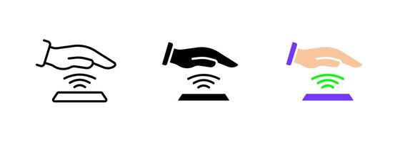 Remote payment refers to the process of paying for goods or services without physically being present at the location of the seller. set of icons in line, black and colorful styles isolated. vector