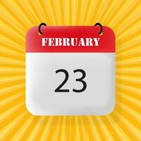 February 23 banner. Speech bubble with February 23 text. Business concept. 3d illustration. Pop art style. line icon for Business vector