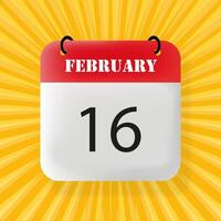 February 16 banner. Speech bubble with February 16 text. Business concept. 3d illustration. Pop art style. line icon for Business vector