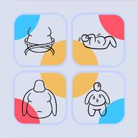 Obesity problem line icon. Water, scales, fat, Overweight, cardiovascular disease. Neomorphism style. line icon vector