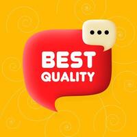 Best quality banner. Speech bubble with Best quality text. Business concept. 3d illustration. Spiral background. line icon for business vector