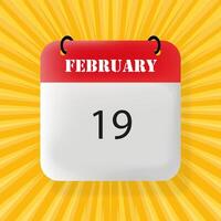 February 19 banner. Speech bubble with February 19 text. Business concept. 3d illustration. Pop art style. line icon for Business vector