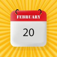 February 20 banner. Speech bubble with February 20 text. Business concept. 3d illustration. Pop art style. line icon for Business vector
