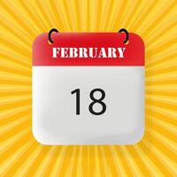 February 18 banner. Speech bubble with February 18 text. Business concept. 3d illustration. Pop art style. line icon for Business vector