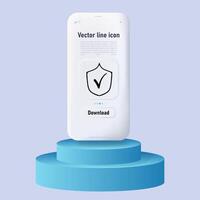 Verification line icon. Verification, truth, confirmation, inspection, authenticity, trust, identification. Neomorphism style. Ui phone app vector