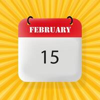 February 15 banner. Speech bubble with February 15 text. Business concept. 3d illustration. Pop art style. line icon for Business vector