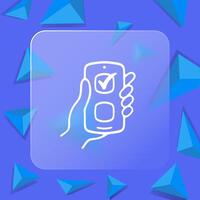 Check marks line icon. Remote control for voting, elections, hand, voting, candidate. Glassmorphism style. line icon vector