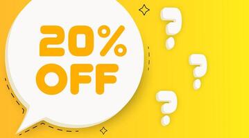 20 off banner. Speech bubble with 20 off text. Business concept. 2d illustration. Pop art style. line icon for Business vector