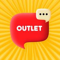 Outlet banner. Speech bubble with Outlet text. Business concept. 3d illustration. Pop art style. line icon for Business vector