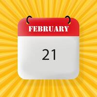 February 21 banner. Speech bubble with February 21 text. Business concept. 3d illustration. Pop art style. line icon for Business vector