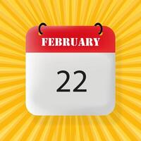 February 22 banner. Speech bubble with February 22 text. Business concept. 3d illustration. Pop art style. line icon for Business vector