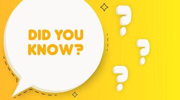 Did you know banner. Speech bubble with Did you know text. Business concept. 2d illustration. Pop art style. line icon for Business vector