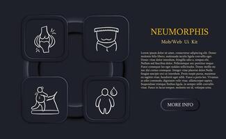 Overweight line icon. Plus size, tendon injury, xxl size, obesity problem, weight, scales. Neomorphism style. line icon vector