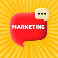Marketing banner. Speech bubble with Marketing text. Business concept. 3d illustration. Pop art style. line icon for Business vector