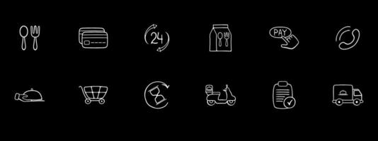 Set of icons representing fast delivery. Speed, quick, express, delivery truck, courier, package. white set icon vector