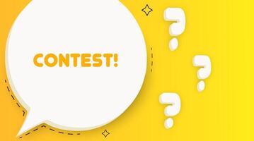 Contest banner. Speech bubble with Contest text. Business concept. 2d illustration. Pop art style. line icon for Business and Advertising. vector